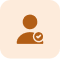 Brown user icon with a checkmark badge on a beige background, symbolizing trust and credibility in environmental consulting.