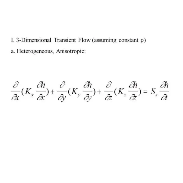 Summary of the Groundwater Flow Equations